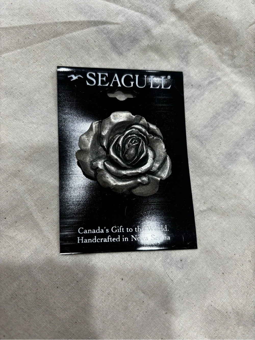 Seagull Pewter Rose Brooch Pin Handcrafted in Nova Scotia Canada Floral